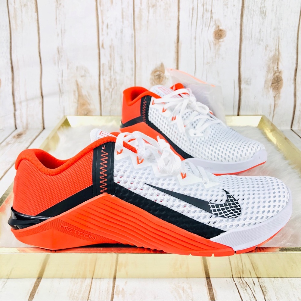 NEW Nike Metcon 6 Cross Training White Orange - Picture 1 of 9